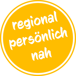 Grafisches Element zeigt Text regional, persönlich, nah